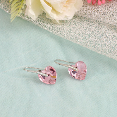 University Trendz Silver Pink Hook Style Earring Delicate For Girls And Women. Stainless Steel Clip-on Earring, Ear Thread, Drops & Danglers