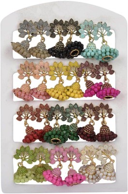 Fashion Fusion Combo of 12 pair Small Colorful Traditional South Indian Temple Enamel Meena Alloy Jhumki Earring