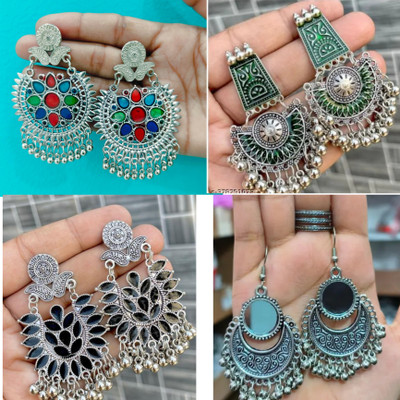 SR Sarthak Royal Beads Alloy Earring Set, Chandbali Earring, Hoop Earring