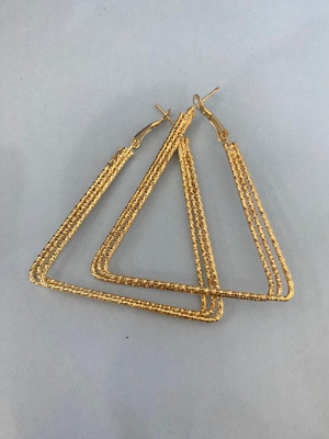 ASKH Fashion Gold Triangle Hoop Earing Alloy Tunnel Earring