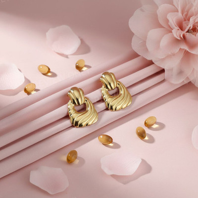 forever jewels Anti Tarnish Stainless Steel Gold Plated Hoop Earrings For Women Girls Love Gift Stainless Steel Drops & Danglers