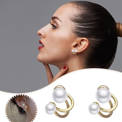 neze NZ 38 Earring Studs Pack Double Loop Pearl Earrings Alloy Cuff Earring