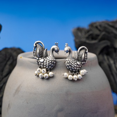 Sanseeta Baby Peacock Studs Zircon Brass Stud Earring