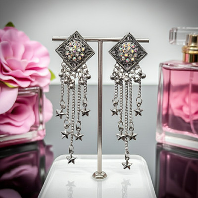 Esyko Hanging Star Earrings for Girls and Women Pearl Alloy Jhumki Earring