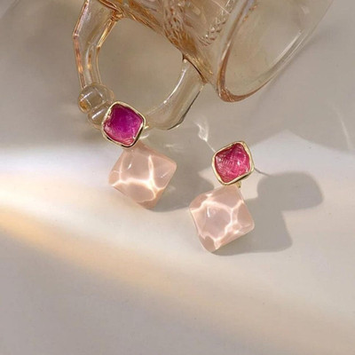 ADORNITY Stylish Glossy Geometric Stone Drop Earrings For Women Girls Western Jewellery Crystal Alloy Drops & Danglers