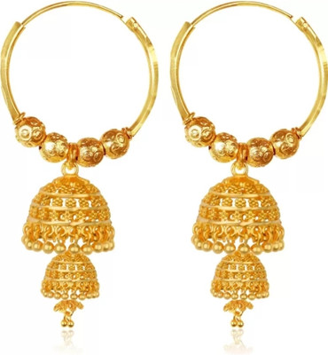 BHOOMI Gold Plated three layer Jhumka Bali Brass Jhumki Earring, Hoop Earring