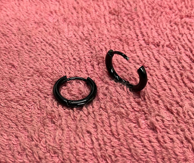 sky enterprises Black Huggie Hinged Hoop Studs Earrings Stainless Steel Bali Stainless Steel Stud Earring