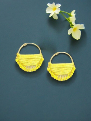 Dressberry Trendisia Gold Plated Yellow Beaded Hoop Earrings Brass Hoop Earring