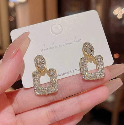 Shailaja Rectangles Design American Dimond Earrings Crystal Alloy Stud Earring