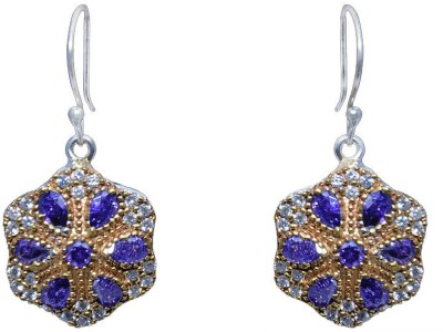 Gehna Amethyst & White Topaz Gemstone Studded Earring In Silver GE021075 Amethyst, Topaz Metal Drops & Danglers