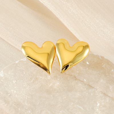 Stily Heart Shaped Gold Pleated Earrings | Waterproof & Tarnish Free Stainless Steel Stud Earring