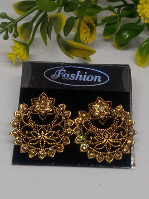 Ishanvi Creations 117 American diamond earrings Cat's Eye Bronze Rhinestone Studs