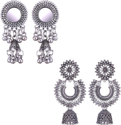 MEENAZ earrings for women silver earrings jhumki combo oxidised jhumka small earrings Beads, Pearl, Cubic Zirconia, Diamond Brass, Enamel, Copper, Zinc, Stone Drops & Danglers, Chandbali Earring, Earring Set, Jhumki Earring