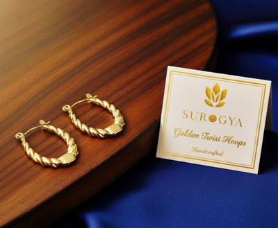 Surogya Golden Twist Hoop Earrings Stainless Steel Hoop Earring