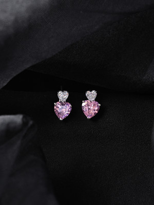 CLARA Two Hearts Cubic Zirconia Sterling Silver Drops & Danglers