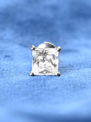 CLARA Square Solitaire 7 mm Cubic Zirconia Sterling Silver Stud Earring