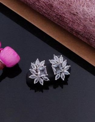 Aviate ALIO Premium Quality Beautiful Silver Plated Earring SET Diamond Alloy Earring Set
