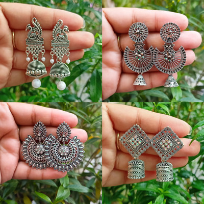 Jhumka Street Jhumka Earrings Multi color for girls stylish Pack of 1 pairs (4qty=4Pairs) Alloy Jhumki Earring