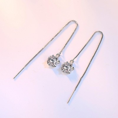 MYKI Flower Chain Earring For Women & Girls Cubic Zirconia Stainless Steel Ear Thread