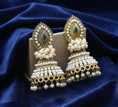 Vinayak Traditional Ethnic Pearl Studded Oxidised Jhumka Jhumki Earrings for Girls Pearl Alloy Jhumki Earring, Drops & Danglers