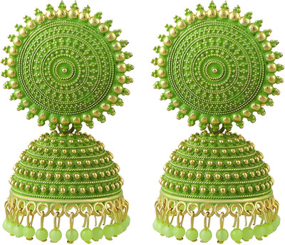 house of common Black floral jhumki Beads Alloy Jhumki Earring