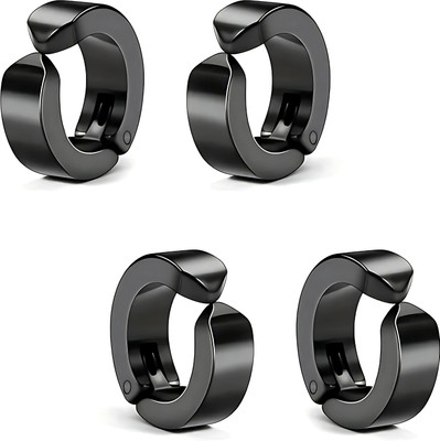 FUEZONE Stylish Trending Clip on Earring For Men Non Piercing Earring for Men Fashion Stainless Steel, Alloy Clip-on Earring, Huggie Earring, Earring Set, Stud Earring