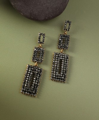 SOHI Women's Twilight Geometric Drop Earrings - Dark Silver Alloy Drops & Danglers