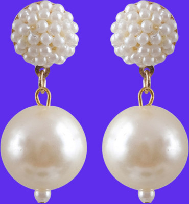 Vientiq White Pearl Earrings Handmade Earing For Women & Girls Beads Stone Drops & Danglers