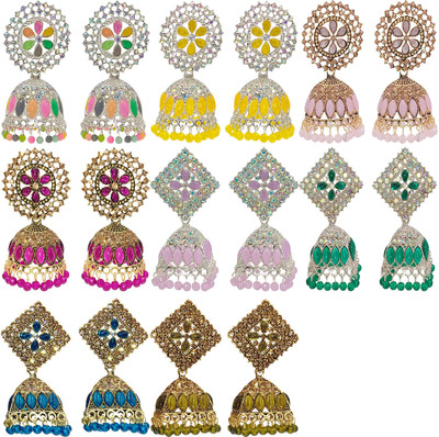 Malana Merino Jhumka Earrings for Women Multicolor kundan Jhumki for Girls Jewelry Accessories Alloy Jhumki Earring