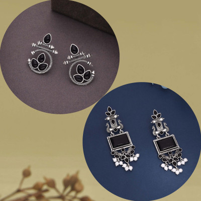 Divastri Silver Earring for Women & Girls Beads Brass Drops & Danglers, Stud Earring