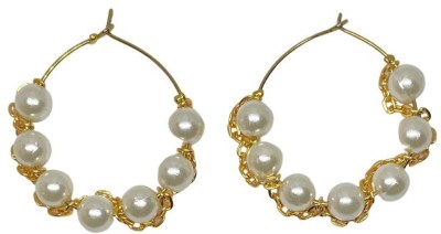 ESTAVITO Handmade Designer Earrings Glass Bead stone White Brass Hoop Earring