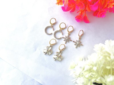 Sonisirani Pack of 3 stylish trendy Korean AD stone charm earrings combo Alloy Hoop Earring