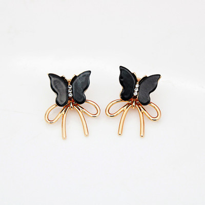 alya jewels Luxe Butterfly Duo Earrings Crystal Alloy Stud Earring