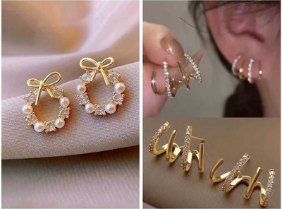 CROWNANDGLOW KOREAN Alloy, Brass Stud Earring, Plug Earring