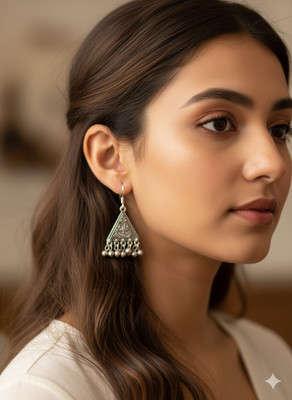 Derozmi Derozmi Oxidised Silver Triangle Dangle Earrings for Women and Girls Alloy Drops & Danglers, Earring Set