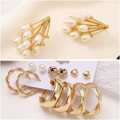 Zestapvt Fashioble style Korean & Classic Earrings Combo Set For Women Alloy Drops & Danglers