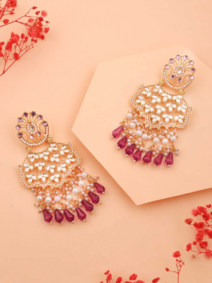 Alasca Gold Plated Earring for Women & Girls Diamond Brass Drops & Danglers