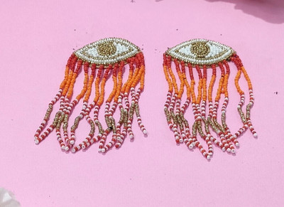 quirkify Red evil eyes earring Fabric Earring Set