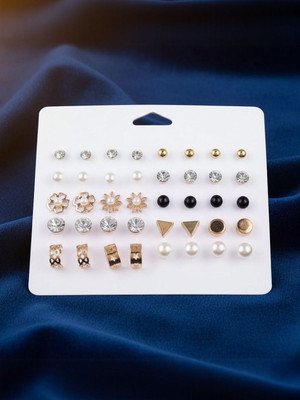 Dressberry Combo of 20 Earring pairs earrings for women earrings for girls Pearl Alloy Stud Earring