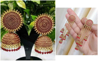 PVL Fashion Trendy Gold Plated Earrings Party Office Daily Use for Women Combo Alloy Jhumki Earring