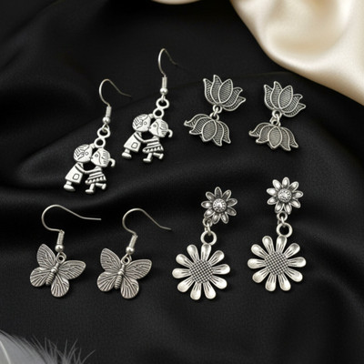 ANNORA INTERNATIONAL Pack of 4 Beautiful Earrings Brass Drops & Danglers, Huggie Earring, Earring Set, Huggie Earring