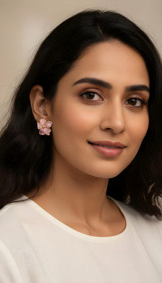 violet pearl Flower Copper Stud Earring