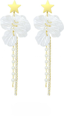 vien Elegant Star & Floral Earrings with Pearls & Crystals | Anti-Tarnish Jewellery Stainless Steel Drops & Danglers