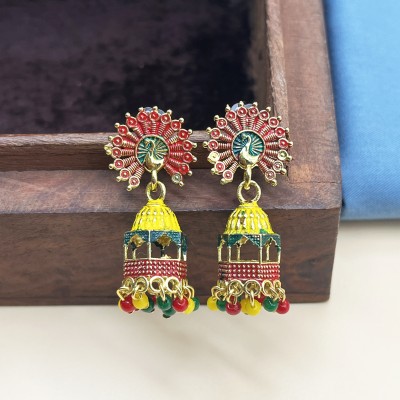 CMIPS Meenakari Work Earrings Set For Girls And Women Alloy Jhumki Earring