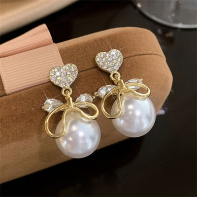 TheVineGirl Fancy Stylish Korean Heart shape White Earrings for Girls 2 Pcs/Set Alloy Stud Earring