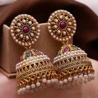 Diwam jewels Women Stylish trditional Ethnic Jhumki Oxidized For Girl Alloy Jhumki Earring Ruby Alloy Jhumki Earring