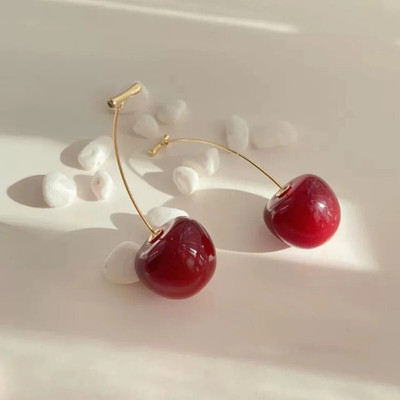 Exotique Cherry Earrings Korean Earrings Cherry For Women Red Colour Bts Collections Acrylic Drops & Danglers