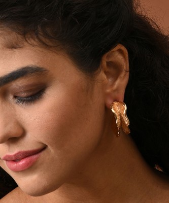 Dressberry Gold-Toned Contemporary Half Hoop Earrings Alloy Hoop Earring