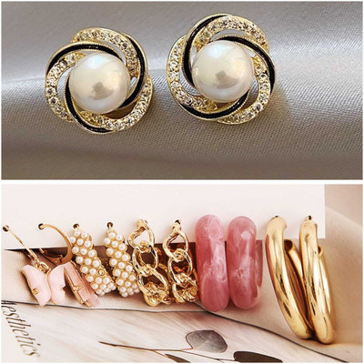 Zestapvt Fashionble stylish korean earrings combo set earrings (combo 2 earrings set) Alloy Earring Set