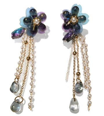 La Belleza Pearl Chain Earring Crystal Alloy Drops & Danglers